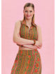 Orange Crop Blouse with Shirt Collar Button Detail 4629